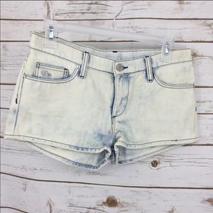 Lacoste Live bleached denim jean shorts alligator